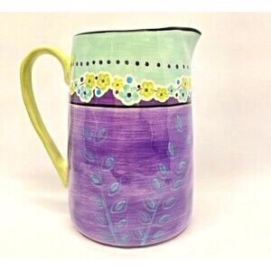 Kathy Davis Happiness Pitcher Scatter Joy Purple Floral 9" Tabletops Unlimited